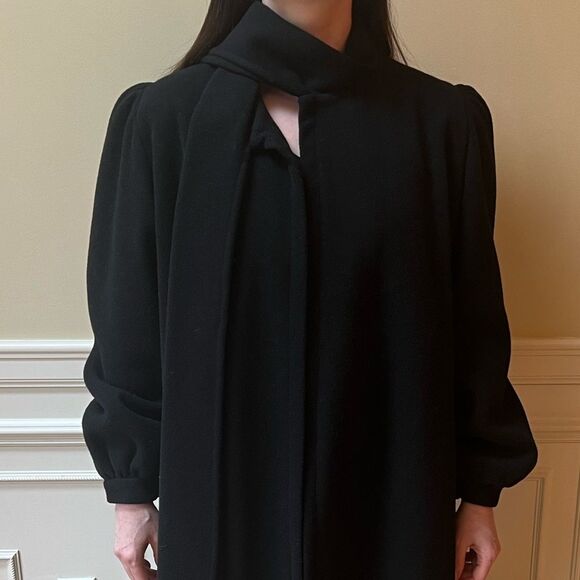 Vintage 1950’s Anglo Fabrics Black Wool Swing Coat - Picture 6 of 16